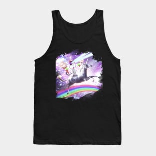 Lazer Rave Space Cat Riding Unicorn With Ice Cream Tank Top